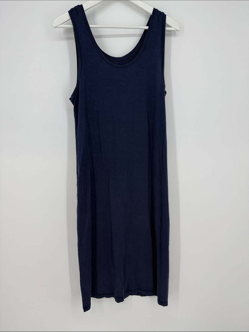 Organic Basics Navy Scoop Neck Midi Tank Dress